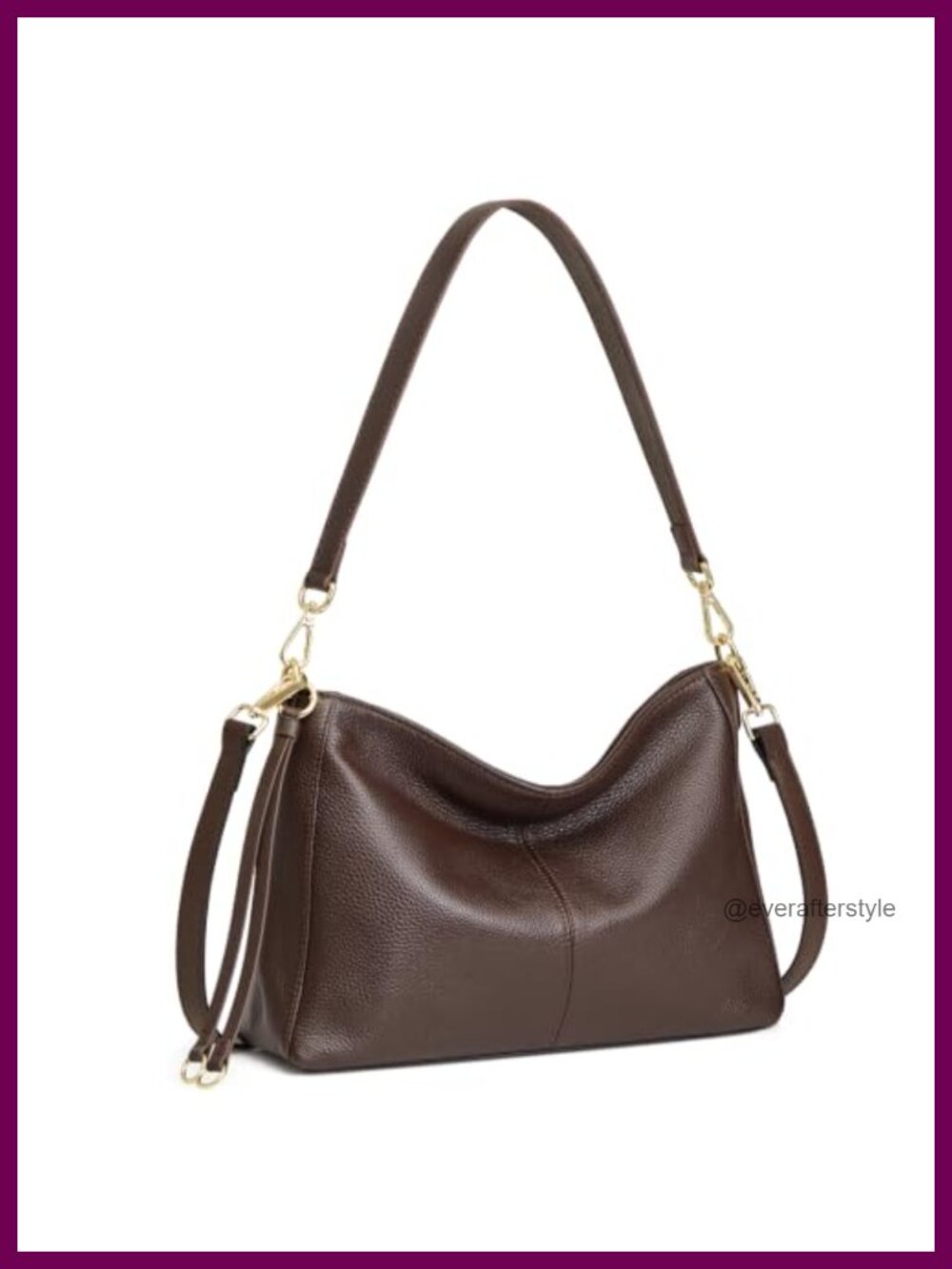Top Grain Pebbled Cowhide Leather Hobo Shoulder Crossbody Bag Anti Theft